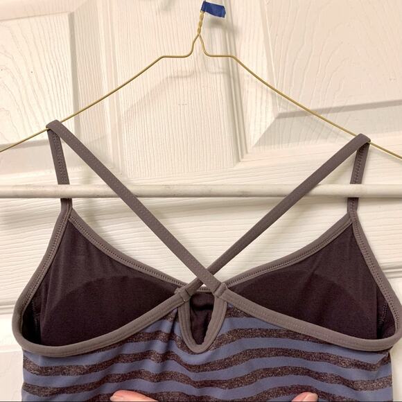 Lucy purple cross back striped athletic tank - Picture 3 of 8